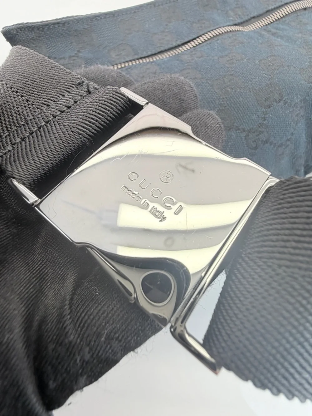 Gucci Black Monogram Double Gg Fanny Waist Belt Bag